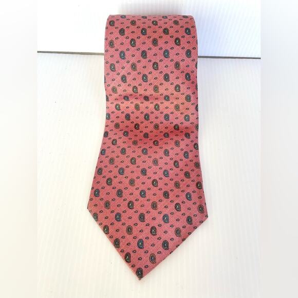 Italian Silk Neck Tie Marina Di Carrara Pink Paisley Preppy Collegiate - Picture 3 of 7